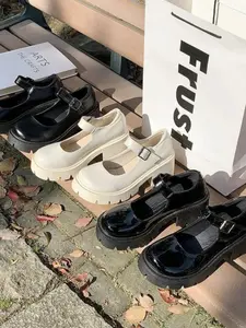 Platform Mary Jane Loafers with Buckle Strap