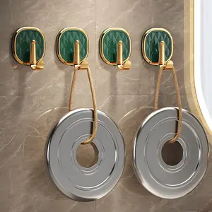 4pcs Elegant Textured Colors Sticky Storage Hooks - Easy-to-Install, No-Drill Wall-Mounted Hangers for Clothes, Towels, Robes - Modern Bathroom Accessories for Home Decor