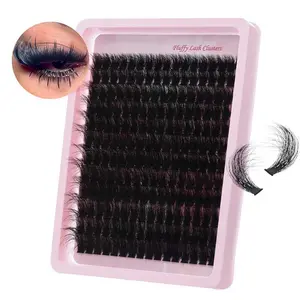 12-24mm Fluffy Lash Clusters Thick Long 200D Volume Cluster Eyelash Extensions D Curl Waterproof Eyelash Clusters Wispy Individual Lashes Soft False Eyelashes DIY Lash Extension at Home
