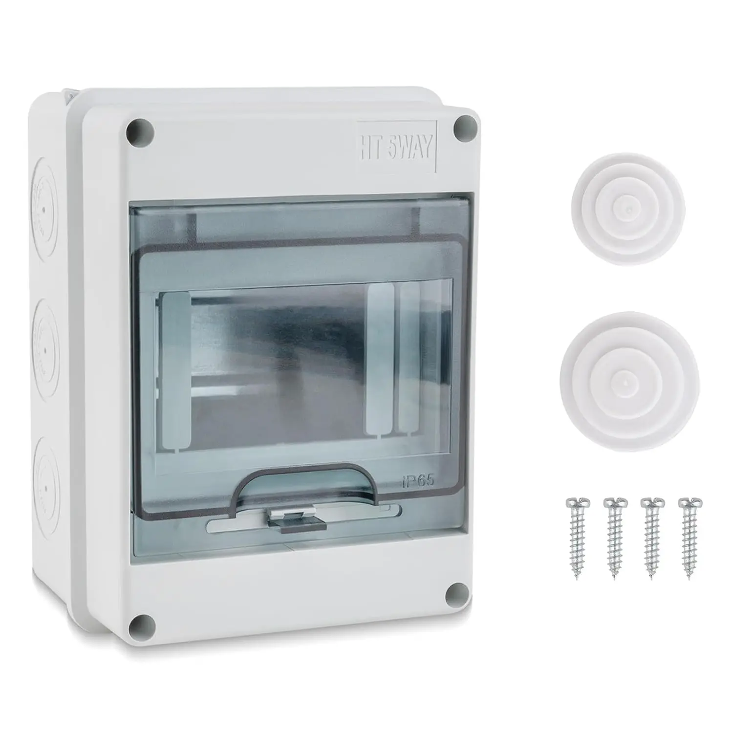 5 Way Circuit Breaker Box, IP65 Distribution Protection Box with Din Rail Abs Plastic Breaker Box Cover Miniature Electrical Breaker Box Enclosure for Indoor Outdoor Wall