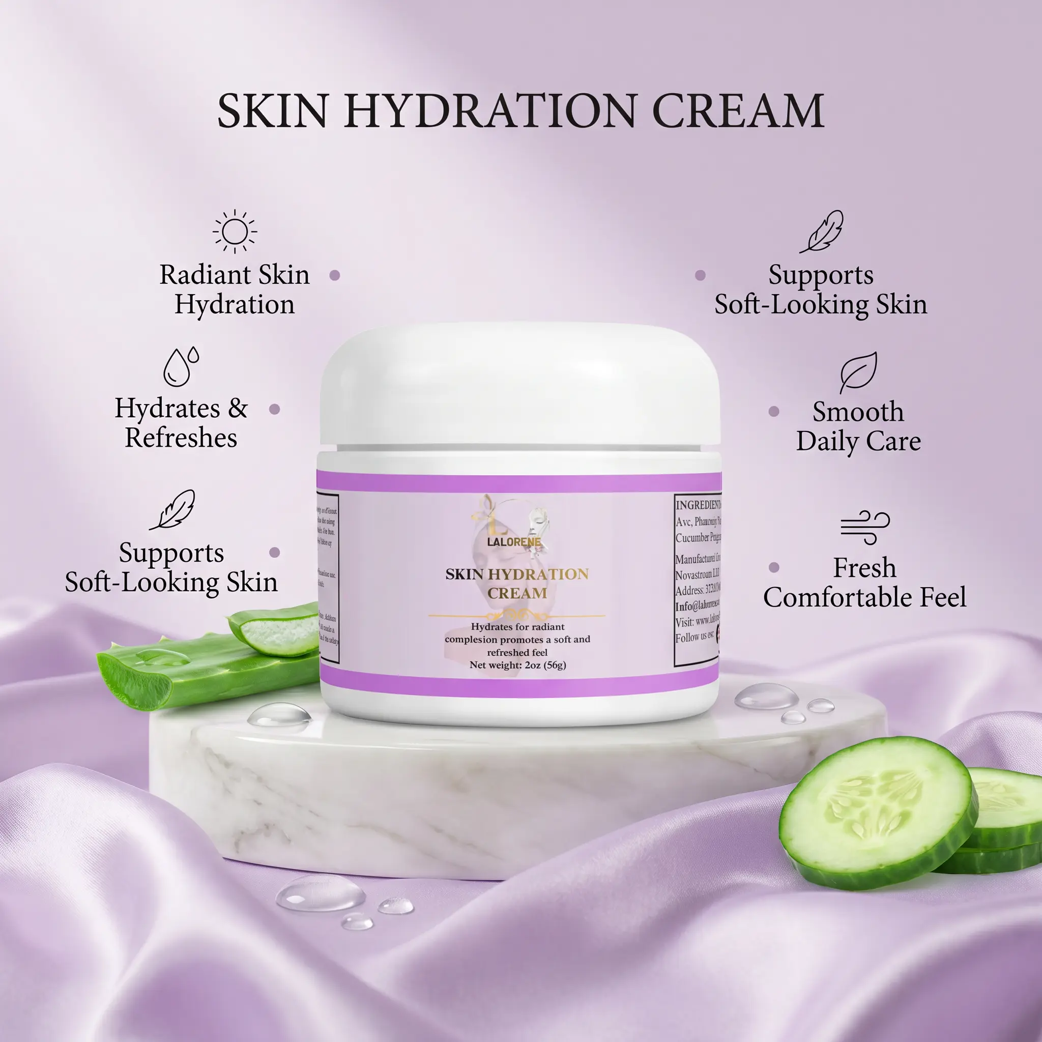 Fragranced Hyaluronic Avocado Skin Hydration Cream, Scented Moisturizer for Daily Skincare
