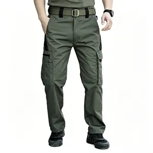 Upgraded Men's Plain Tactical Polyester Cargo Pants - Multi-Pocket, Regular Fit, Non-Stretch, Reinforced Stitching Utility Trousers, Heavy-Duty Menswear Activewear Sports Clothes for Hiking, Camping