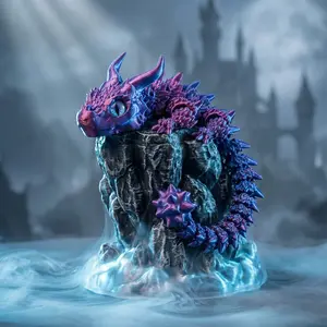 3D Printed Crystal Dragon 12In 3Pcs-Perfect Basket Essentials Stuffers, 3D Printed Flexible Articulated Dragon, Fidget Toys for Autism/ADHD