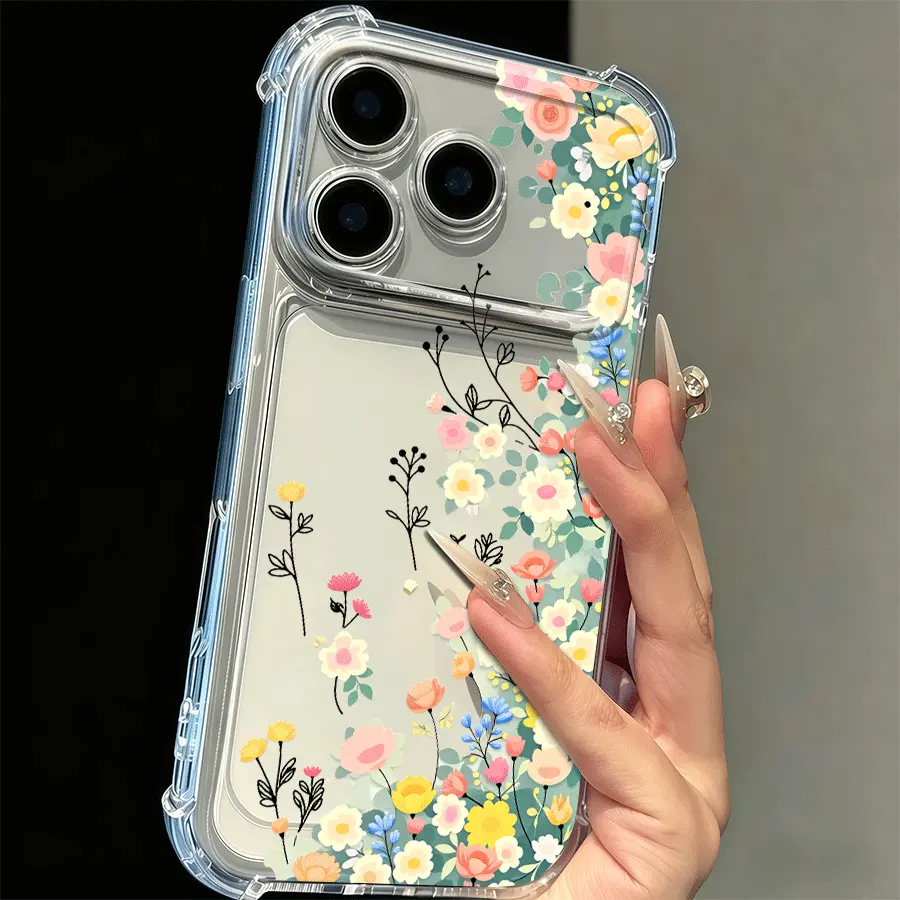 Daisy Flower Transparent Anti-Fall phone cases 17 pro max , Minimalist Spring Style Phone Cases, Suitable For Daily Use, Compatible With IPhone 15/15 Pro/15 Plus/15 Pro Max/16 Pro Max/17/17 Pro/17 Pro Max13/13 Pro/13 Pro Max/14/14 Plus/ wildflower case