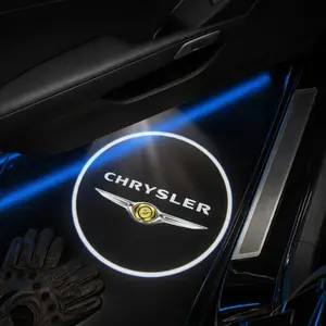 2 Pcs Chrysler Carbon Fiber Welcome Lights Set, Car Door Projection Lamp, Laser Light, Decorative Floor Lamp (batteries Not Included)