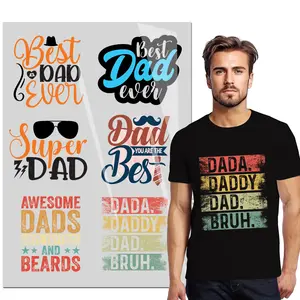 6PCS Father's Day DTF Iron On Transfer DTF transfers ready to press Heat Transfer, Iron On Transfer T-Shirt Stickers for T-Shirt/bags