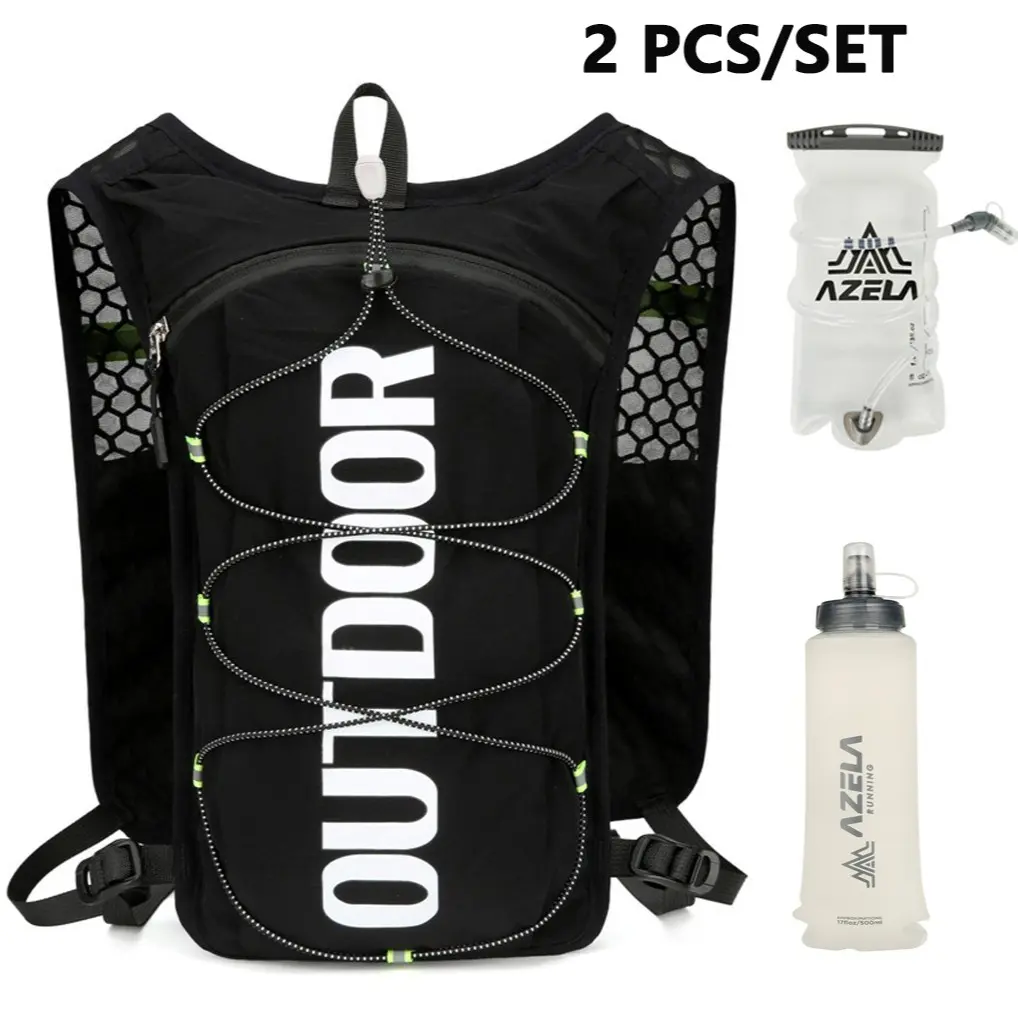 Ultralight Hydration Vest Backpack, Outdoor Accessories, 2 Piece Set with 500ML Soft Flask or 1.5L Water Bladder, Ideal for Trail Running, Hiking, Marathon, Lightweight