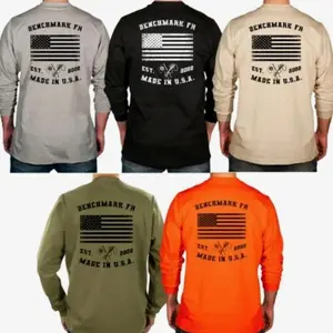 #Benchmark FR Flagship USA Flame Resistant Shirt Sweatshirt, Mens Pullover Printed Shirt, Menswear Graphic Hoodie, Unisex Tshirt FG1