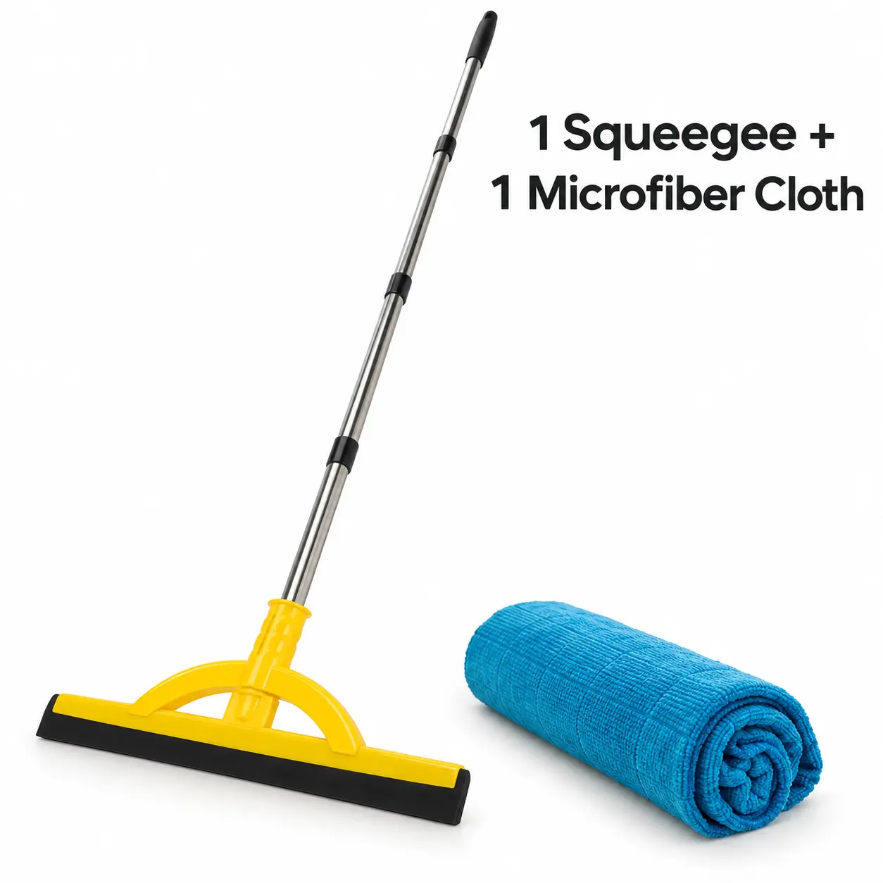 Adjustable 2-in-1 Floor Squeegee & Mop for Cleaning, with 1 Microfiber Cloth
