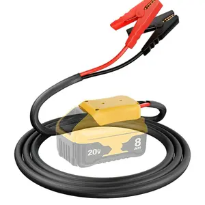 Dewalt 20V Jumper Cables with Adapter for 3.3FT 8AWG Portable Battery Jump Starting Using Tool stater Automotive Car