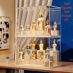 Stackable Transparent Display Box for Dolls, Collectible Figurine, Dust-Proof Acrylic Showcase with 15 Removable Hexagonal Modules, Large Capacity for Pop Mart Lego Collectibles