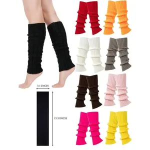 1 Pair Of Women's Knee High Leg Covers - Polyester Knitted Fabric, Hand-Washable, Solid Color, Comfortable And Warm Socks, Suitable For Cold Days Striped Multicolor