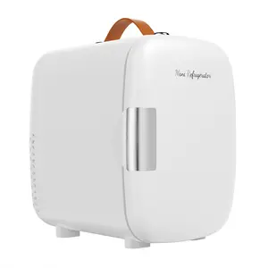 Mini Fridge with Dual Power - 4L/7 Can Capacity for Car, RV, Bedroom & Skincare, Compact Thermoelectric Cooler