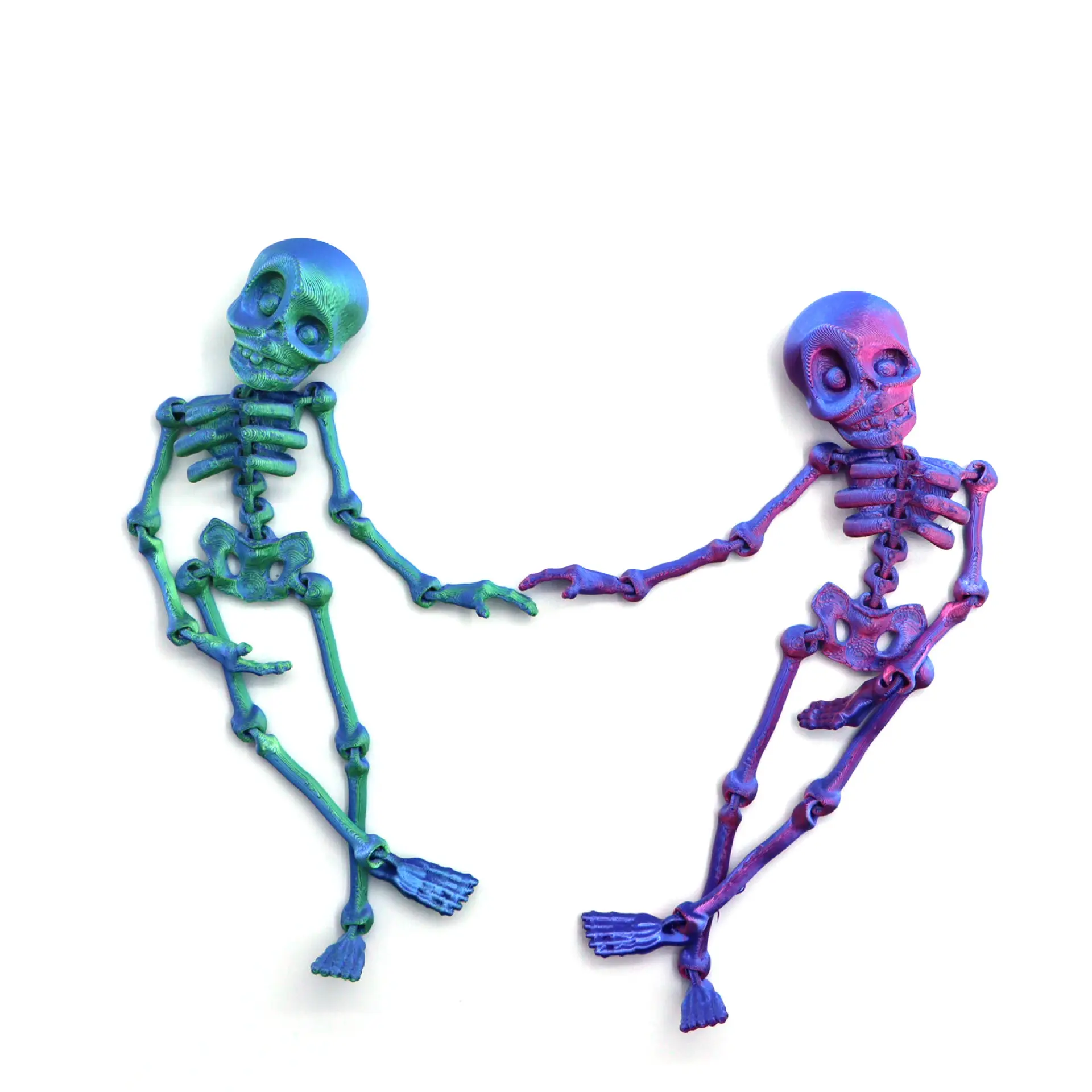 Halloween Poseable Skeleton Man-Green Refrigerator Magnet - 18cm Miniature Multi-Color Skull Figurine with Movable Joints, Pet Supplies Themed Accent for Kitchen Decoration