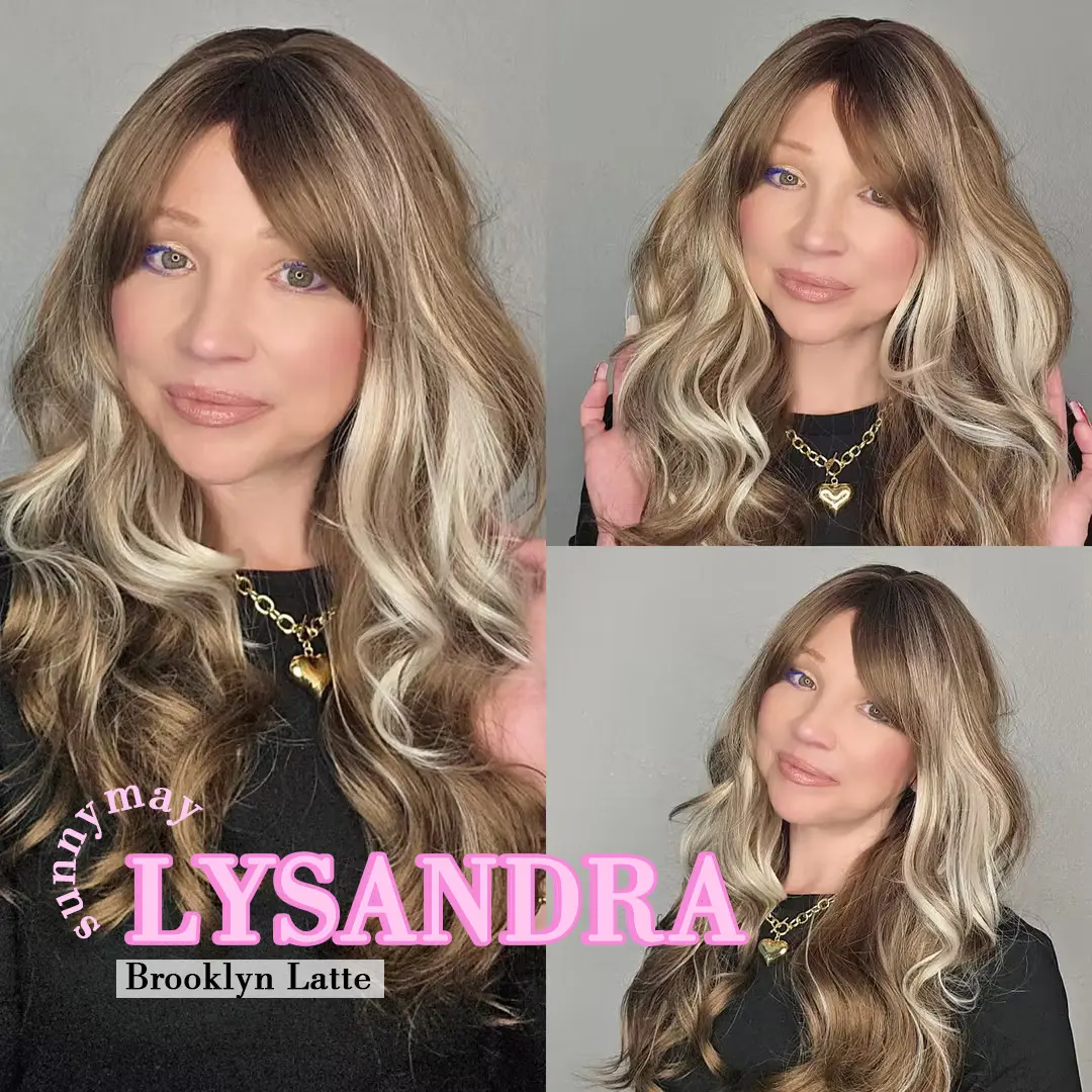 sunnymay 24 Inches Layered Style Women Fashion Synthetic Wig LYSANDRA Brooklyn Latte long curly brown wig honey blonde wigs ash blonde wig curly wig glueless wigs ready to wear
