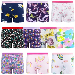 10-Pack Girls' Fashion Casual Boxer Briefs – Comfortable 100% Cotton Underwear, Soft & Breathable Panties for Toddlers and Kids (3T-10Y)