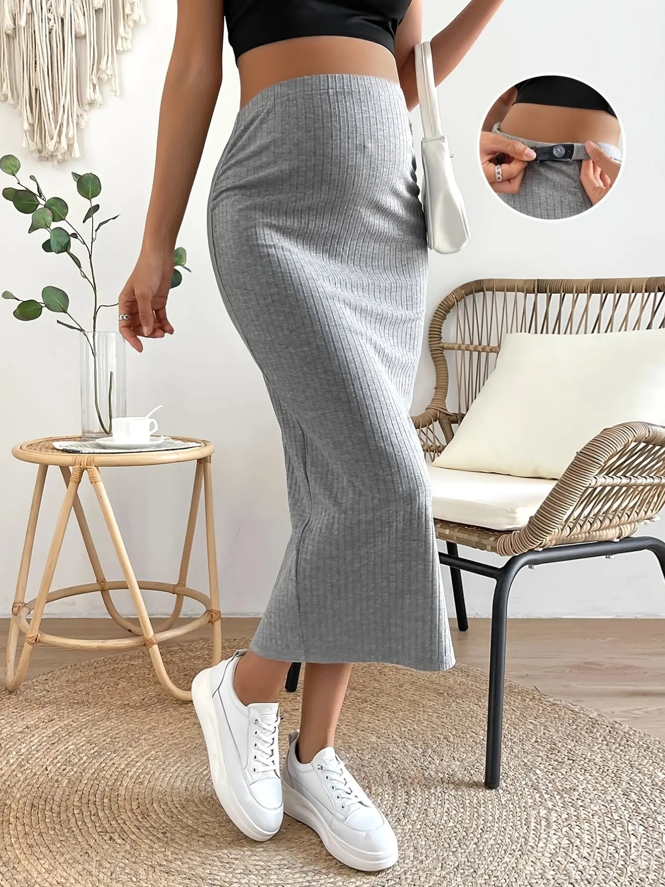 Summer Comfortable Casual Versatile Maternity Grey Dress, Slim Fit Design Hip-Hugging Skirt for Pregnant Women Maternity Dresses, Maternity Clothing, Maternity Clothes