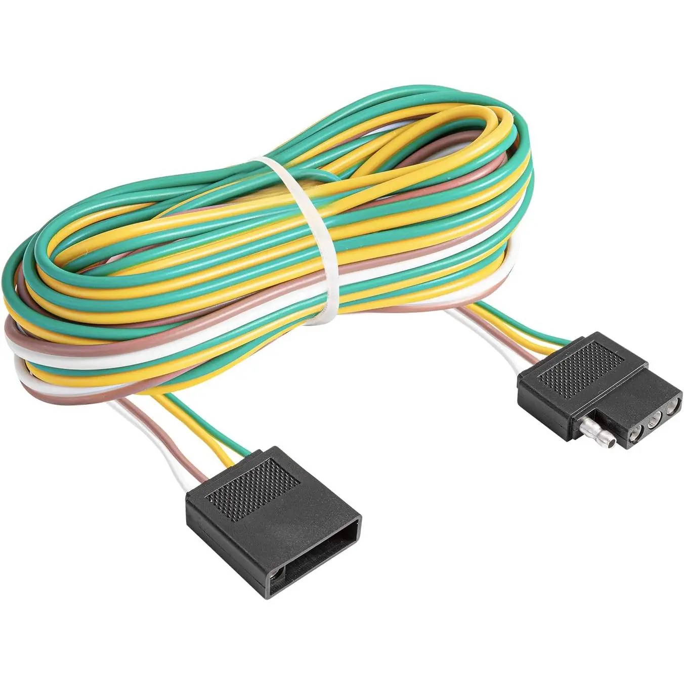 25ft 4-Pin 18-Gauge Heavy Duty Pure Copper Trailer Light Wire Harness Extension, 4-Way Flat Wiring Connector, Strong Automotive Vehicle Accessory for Trailer, Boat
