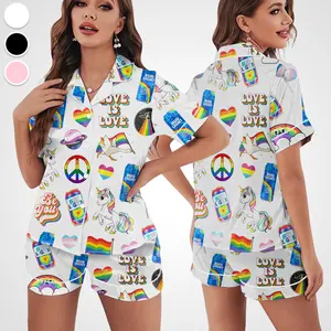 LGBTQ+ Pride Month Pajamas Set, LGBTQ Sleepwear, Comfy Satin Silk Loungewear, This Wonderful Gift for You