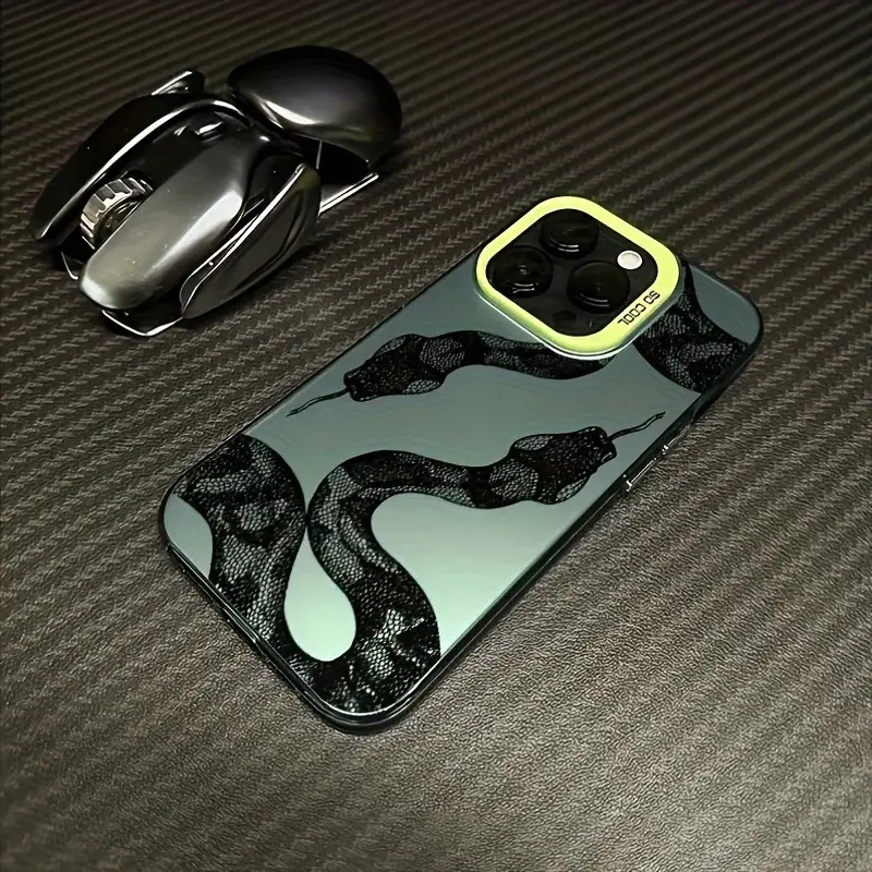 Black snakeskin finish, laser-cut drop-resistant silver, compatible with iPhone 17/16/15/14/13/12/11/X/XS/XS Max/XR/16E/7 Pro/8 Pro. The PC back cover provides robust protection. A perfect holiday gift for friends, family, and yourself., Accessories, Smar