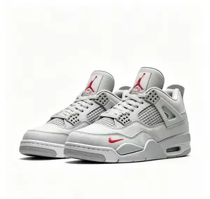 Woven Canvas & Smooth Leather Mid Top Retro Board Shoes Off-White Light Grey Two-Tone Tiny Scarlet Red Mini Swoosh Logo Square Grid Breath Mesh Segmented Layer Cushion Midsole Minimal Neutral Tone Daily Street Sneakers With Full Original Box