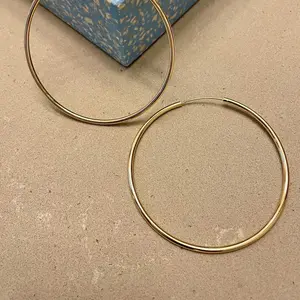 18k Yellow Gold Layered Infinity Hoop Earrings - 2.25 Inches