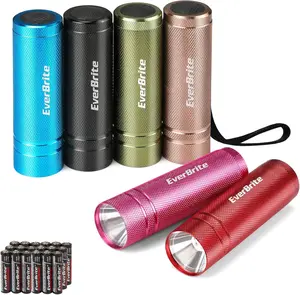 6-Pack Mini Flashlight Set, Aluminum LED Handheld Torches with Lanyard, Assorted Colors, 18 AAA Batteries Included for Emergency, Camping, Power Outage, Bulk Holiday Gifts