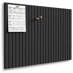 MaxGear Large Cork Boards for Walls 36" x 24", Black Felt Bulletin Board Tiles for Office Decor, 6 Pack Felt Wall Tiles with Slat Paneling, Push Pin Board Home Wall Organizer