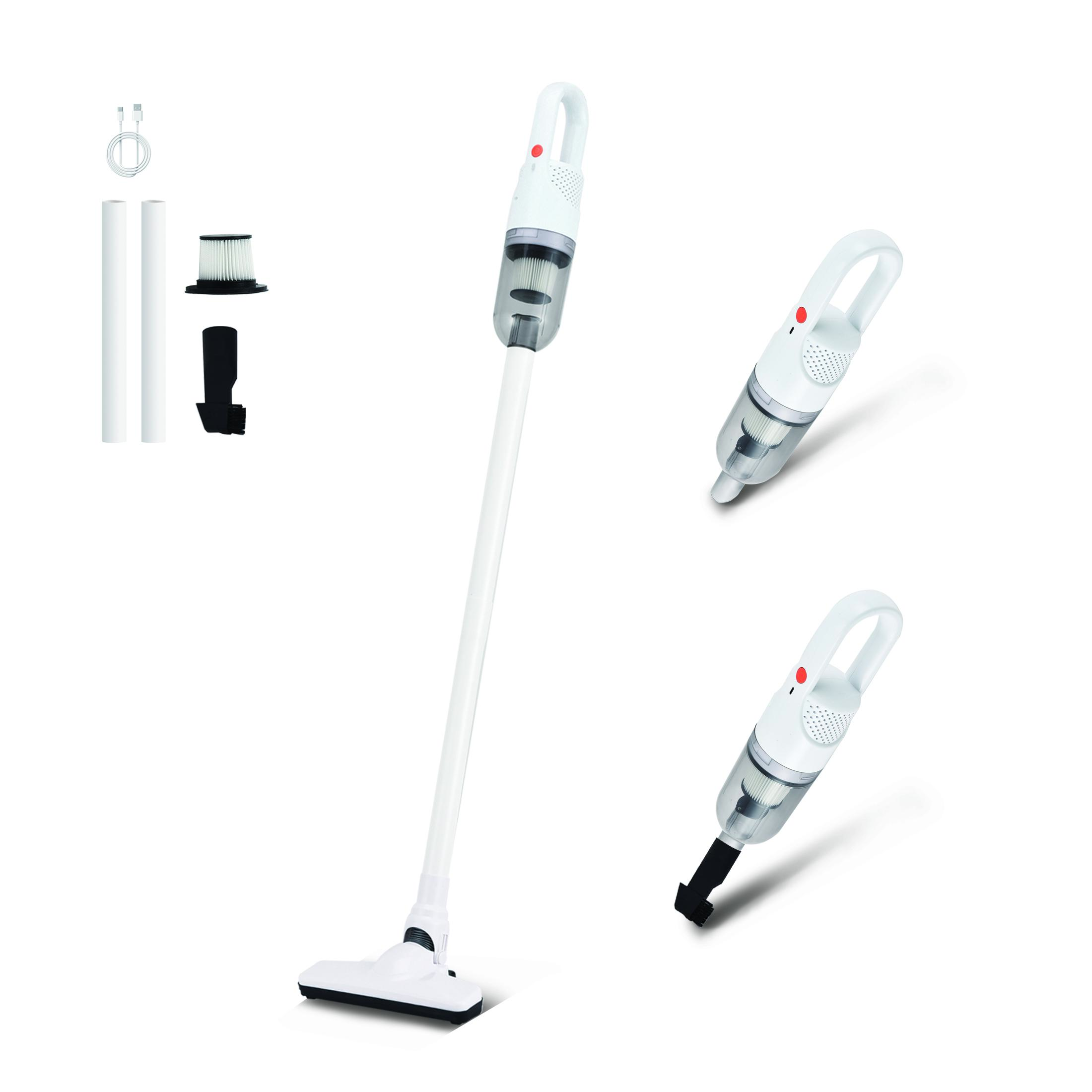 SIPPON 6-in-1 Lightweight Stick Vacuum Cleaner with 100W Powerful Motor, Mini Portable Household Handheld Vacuum Cleaner for Domestic Hard Floors, Carpets and Pet Hair (White Cordless)