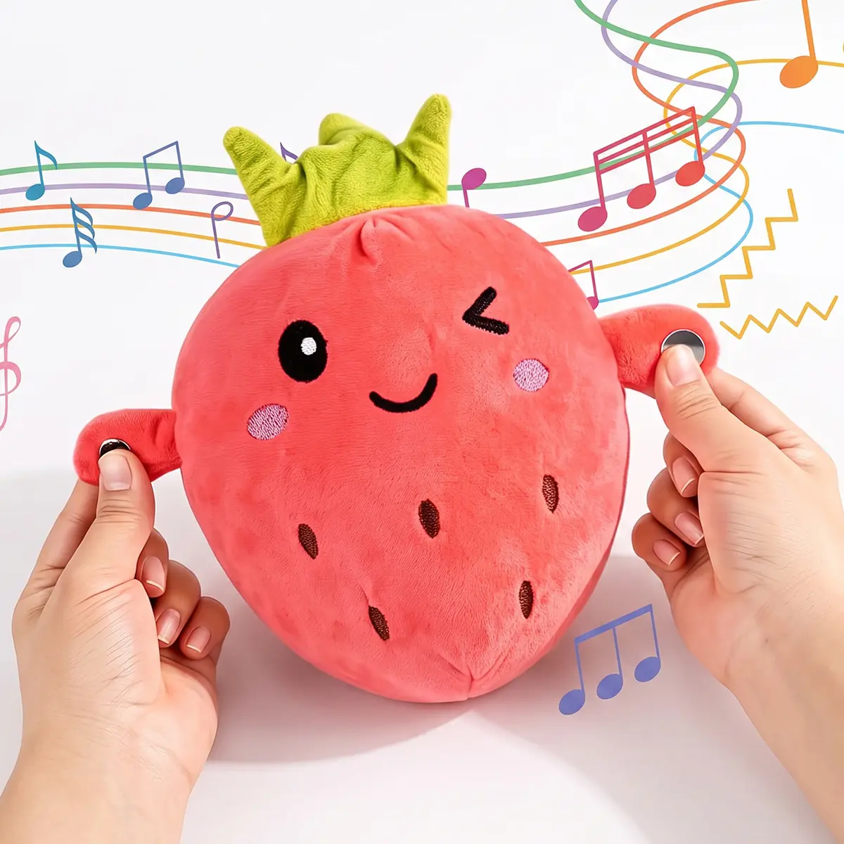 Interactive Touch-Sensory Music Plush Toy - Cute Strawberry/Banana/Carrot Designs - Sweet Romantic Gift for Boyfriend's Birthday & Holiday