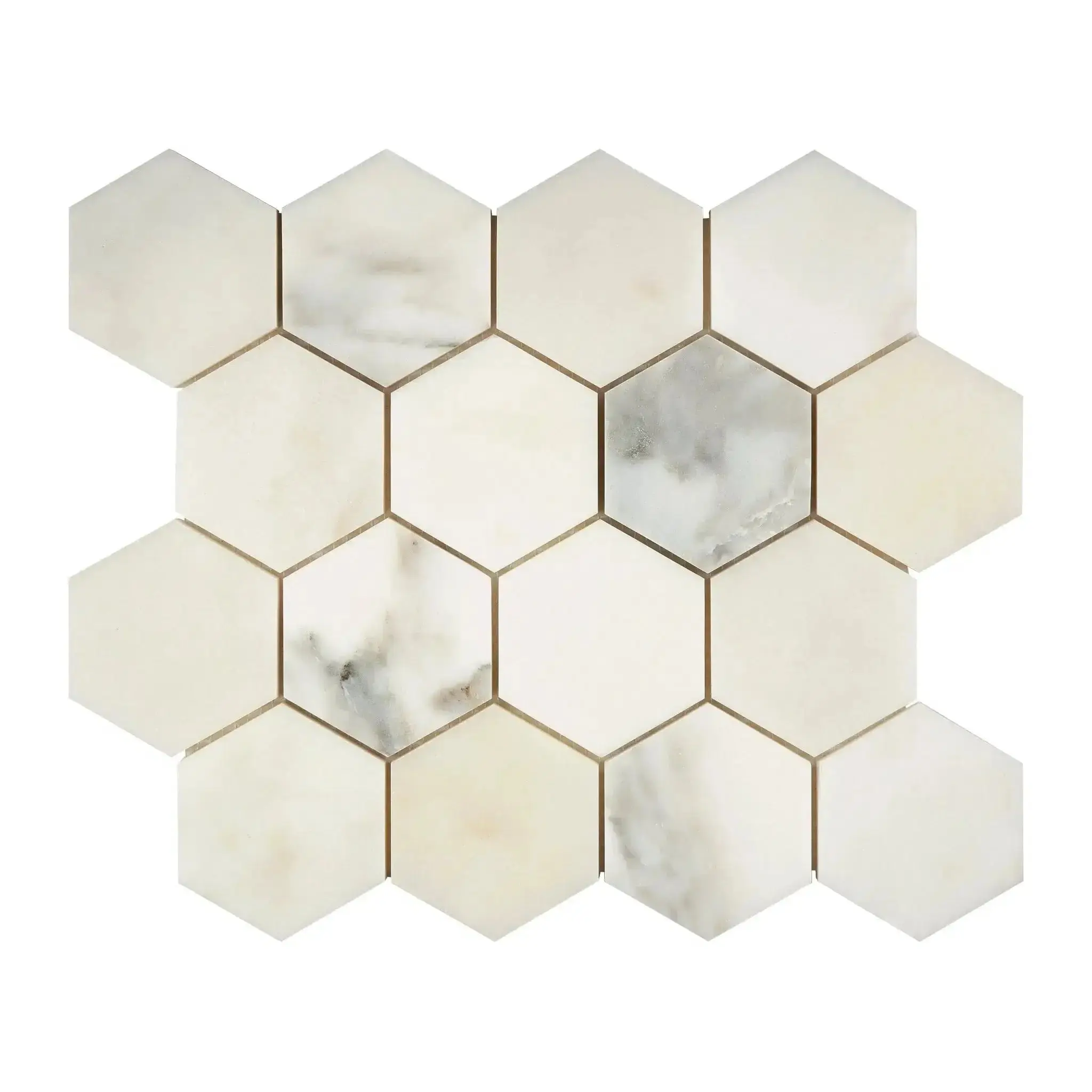 Calacatta Verde Royale Marble 3" Hexagon Mosaic Tile Polished or Honed