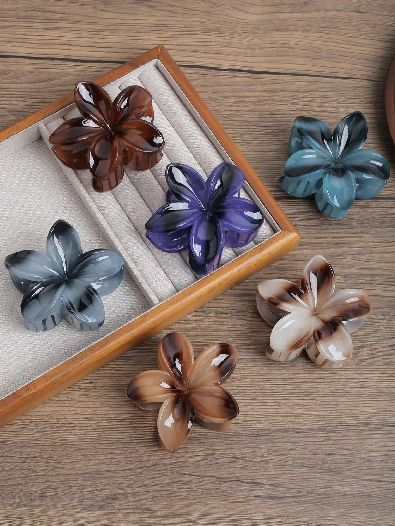 6pcs Vintage Matte Floral Hair Clips Barrettes, Simple Versatile Flower Design, Ideal for Thick Hair & Ponytails, Fall Winter Accessories