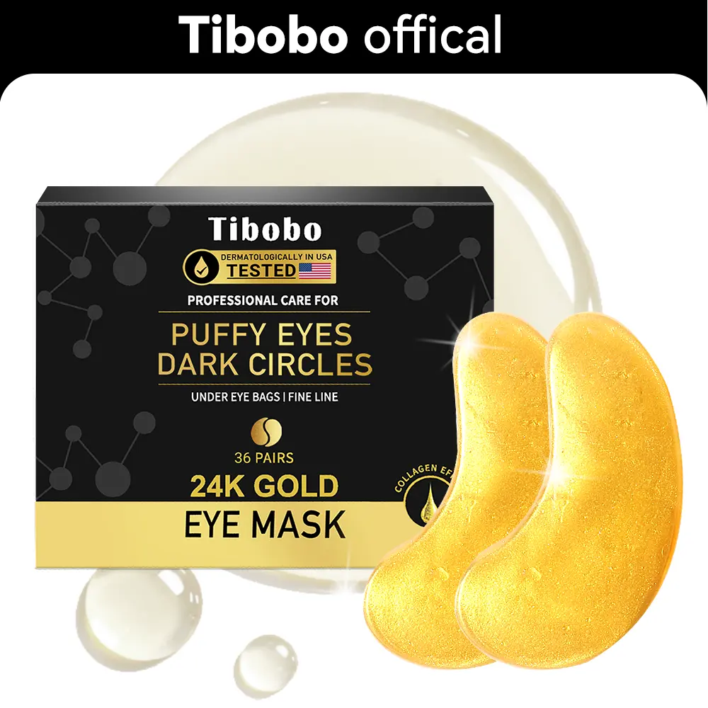 [Tibobo Official] 24K Gold & Peptide Hydrogel Eye Patches (36 Pairs) | Depuff, Brighten & Refresh Tired Eyes.