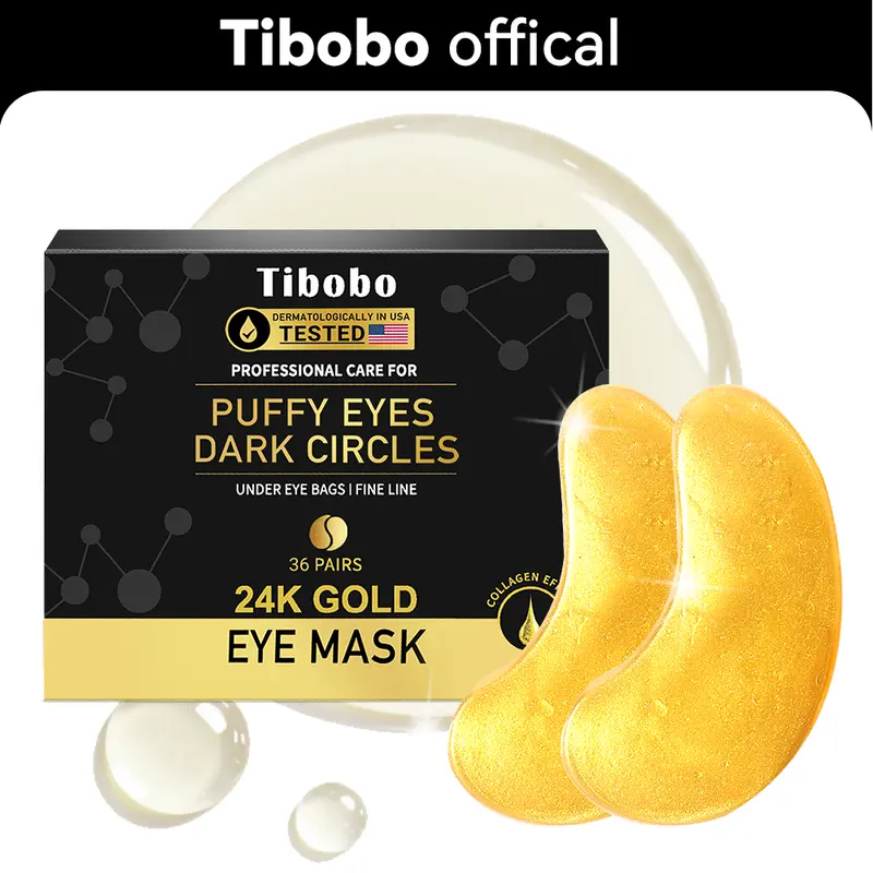 [Tibobo Official] 24K Gold & Peptide Hydrogel Eye Patches (36 Pairs) | Depuff, Brighten & Refresh Tired Eyes.