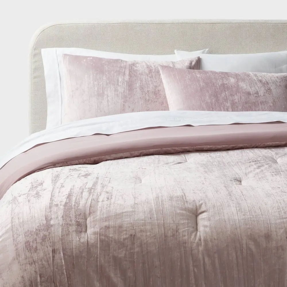 3pc Luxe Distressed Crinkle Velvet Comforter and Sham Set - Threshold