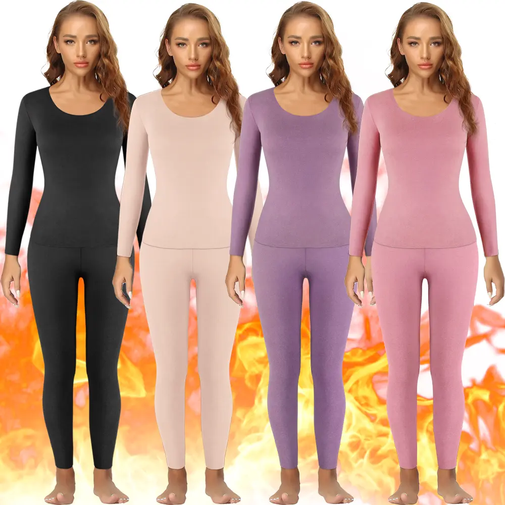 Women's Thermal Underwear Set - Soft Warm Fleece-Lined 2-Piece Long Sleeve Top & Bottom Base Layer, Built for Cold Weather, Top + Bottom Set Ready for Skiing