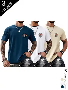 Men's Skull Samurai Pattern T-Shirt Set, Realistic Blade Print, Gothic Punk Street Style, Casual Short Sleeve, Loose Fit, Summer Fashion