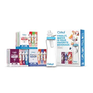 Cirkul 22oz BPA-Free Plastic Water Bottle Starter Kit Drinkware - Quench on The Quad Bundle with Lid, 21 Flavor Cartridges (LifeSip, GoSip, FitSip) for College Students