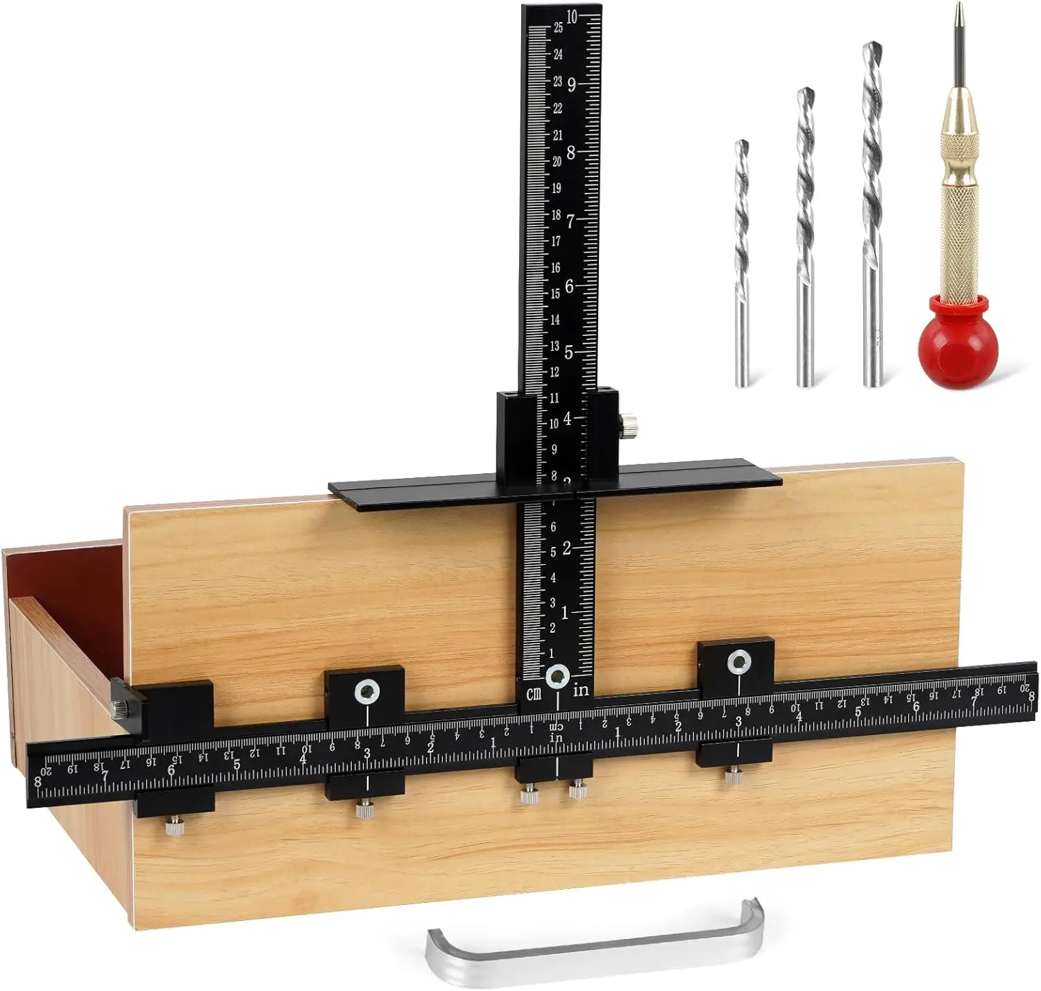 Aluminum Cabinet Hardware Jig, Punch Locator Drill Guide, Drilling Dowelling Guide for Installation of Handles Knobs on Doors and Drawer, Cabinet Template Tool for Handles and PullsQuesear