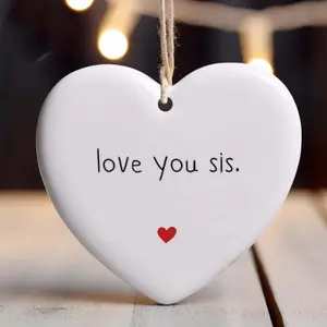 Heart-Shaped I Love You Sisters Commemorative Ornament, Acrylic Hanging Decoration, Wall Hanging Ornament, Perfect Gift for Birthdays, Christmas & Special Occasions
