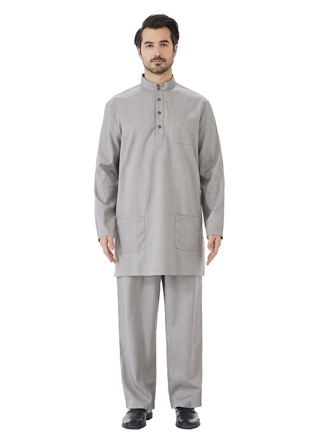 Muslim Men Long Sleeve Shirt Pants Set, Middle East Robe, Thobe Combo, Islamic Robe, Saudi Thobe, Traditional Arabic Robe, Casual Fashion, Comfortable Wear, Perfect for Daily Use