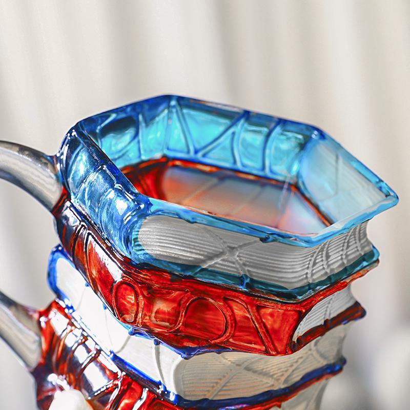 Ceramic Innovative 3D Painting Book Mug Unique Stacked Coffee Cup Perfect Gift for Literature Lovers Creative Colorful Book Gift Ideal for Christmas TikTokShopBlackFriday Reuse Reusable