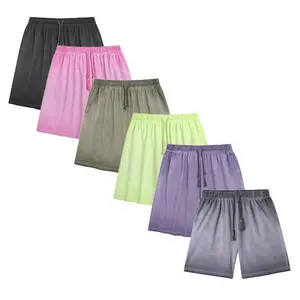 1/2/7pcs Men's Sweat Shorts Athletic Acid Washed Cotton Gym Short Elastic Waist Drawstring Workout Jogger Pants with Pockets