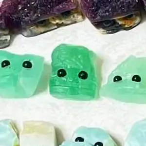 Smiley Friends - Natural Crystal Carved Hedgehogs Amethyst Cluster, Malachite, Green Fluorite, Blue Hemimorphite, Tai chi Stone, Aquamarine Home Decor
