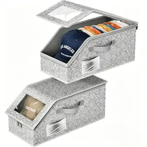 Stackable Hat Storage Boxes for Baseball Caps, Holds Up to 24 Hats, Durable Cardboard Box for Men, Classic Style, mens gifts，Wardrobe Organizer，hat