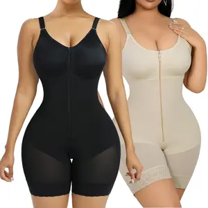 Fajas Colombianas Shapewear Tummy Control Butt Lifter Shaper with Zipper Crotch Detachable Shoulder Strap Minimalist Comfort Vneck Compression Basic Womenswear