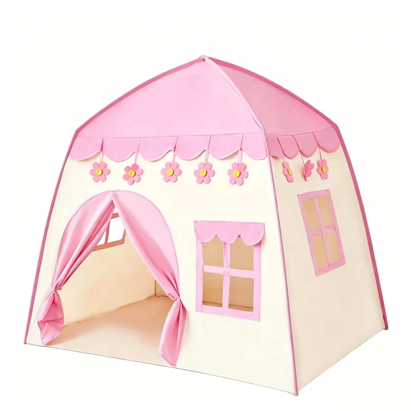 Outdoor Indoor Toy Play Tent for Toddlers Foldable Portable Princess Pink Castle House Tent Children Playhouse for Kids Room Perfect Toy Gifts for Girls