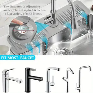 1pc Silicone Faucet Mat, Kitchen Sink Splash Guard, Countertop Drying Pad, Bathroom Countertop Protection Mat, Faucet Handle Drip Catcher Tray, Sponge Soap Drain Mat for Home Kitchen and Bathroom Use