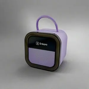 Enkore ONE- Electric Violet- Portable Karaoke Machine with Bluetooth Speaker, 2 Wireless Microphones, 5 Voice Effects, 4 Light Modes, USB-C Charging
