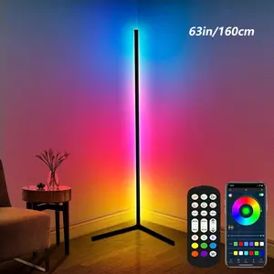 RGB Floor Lamp, USB Powered LED Corner Lamp with APP & Remote Control, Modern Floor Light with Music Sync & 16 Million DlY Colors, Color Changing Standing Floor Lamp